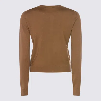 Zanone Long Sleeve Ribbed Cuff Crew Neck Knitwear In Brown