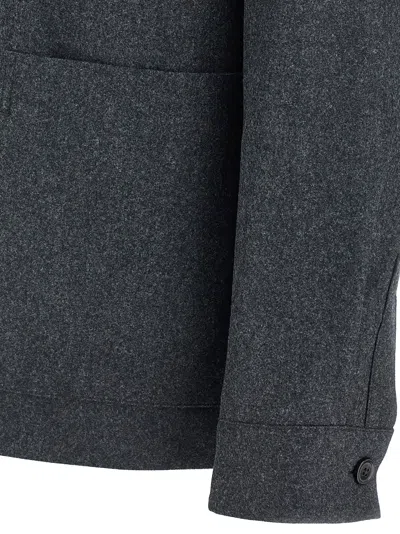 Zegna Wool Jacket Featuring Long Sleeves And Pockets In Gray