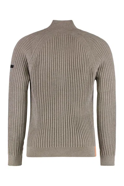 Rrd - Roberto Ricci Design Sweater With Zip Velvet Rave In Ribbed Fabric In Neutral