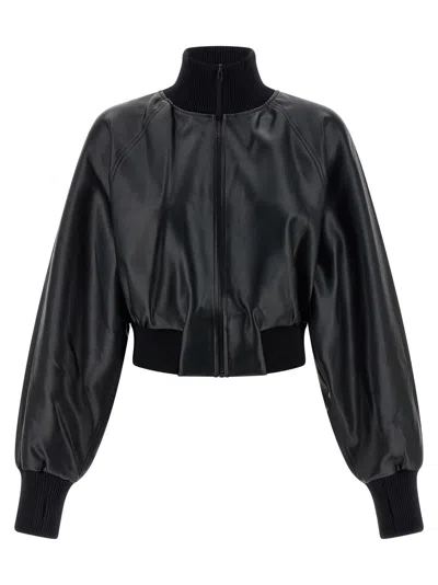 Norma Kamali High Neck Bomber Jacket Puffer Jackets Black In Black