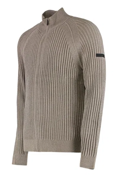 Rrd - Roberto Ricci Design Sweater With Zip Velvet Rave In Ribbed Fabric In Neutral