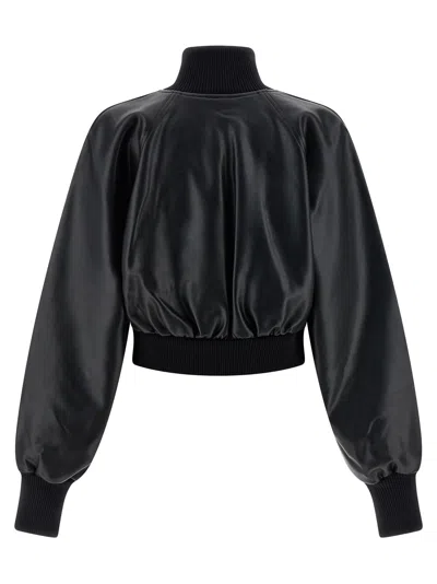 Norma Kamali High Neck Bomber Jacket Puffer Jackets Black In Black