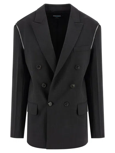 Dsquared2 X Bettter Double-breasted Zip Blazer In Black