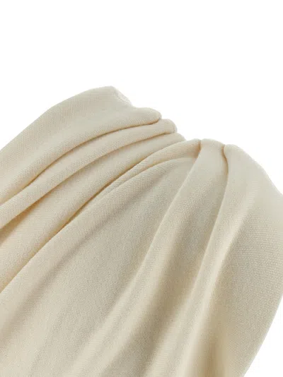 Khaite Aimee Asymmetric One-shoulder Wool-blend Peplum Top In White