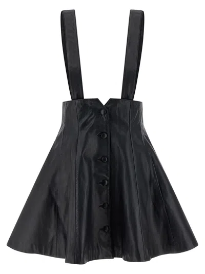 Rotate Birger Christensen Leather Miniskirt With Suspenders Rotate In Black