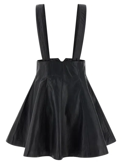 Rotate Birger Christensen Leather Miniskirt With Suspenders Rotate In Black