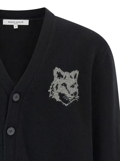 Maison Kitsuné Black Fox Head Cardigan With Buttons Closure In Black