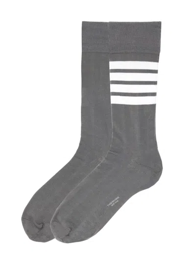 Thom Browne 4-bar Mid-calf Socks In Gray