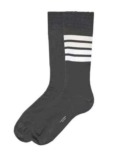 Thom Browne 4-bar Stripes Mid-calf Socks In Black