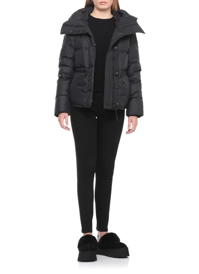 Ugg Black Leather Clog With Faux Fur And Elastic Back  In Black