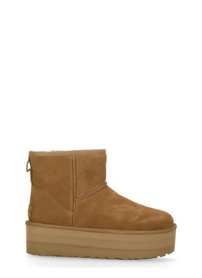 Ugg Beige Suede Ankle Boots In Nude