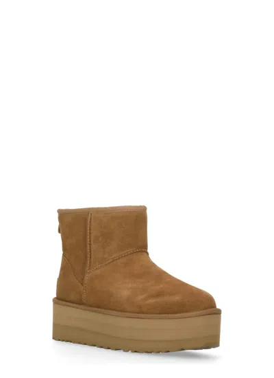 Ugg Beige Suede Ankle Boots In Nude