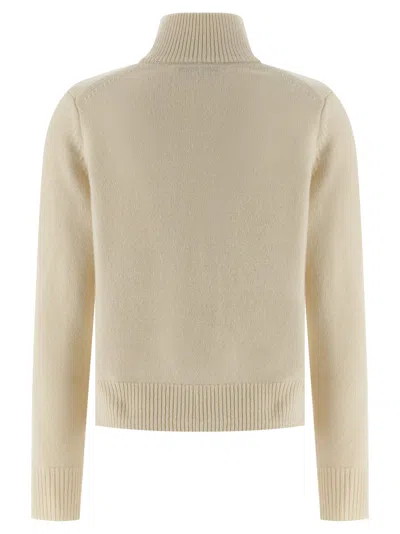 Maison Kitsuné Fox Head Intarsia Merino High Neck Cardigan Knitwear Beige In Neutral