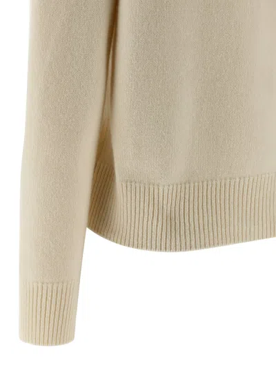Maison Kitsuné Fox Head Intarsia Merino High Neck Cardigan Knitwear Beige In Neutral