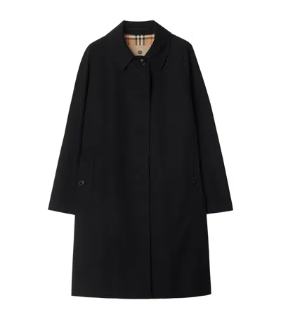 Burberry Gabardine Mid-length Camden Heritage Car Coat In Black