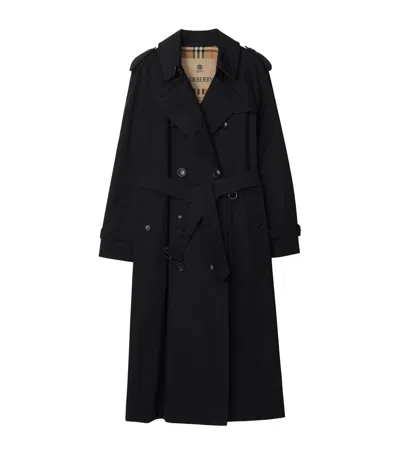 Burberry Gabardine Long Waterloo Heritage Trench Coat In Multi