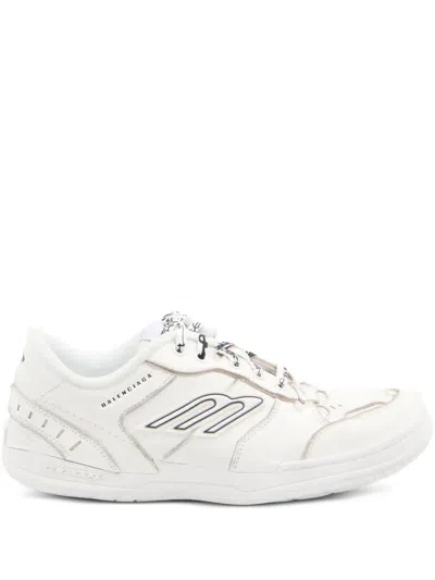 Balenciaga Women Hamptons Worn-out Leather Low-top Sneakers In Neutral