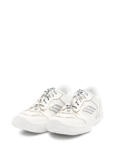 Balenciaga Women Hamptons Worn-out Leather Low-top Sneakers In Neutral