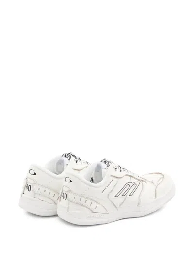 Balenciaga Women Hamptons Worn-out Leather Low-top Sneakers In Neutral