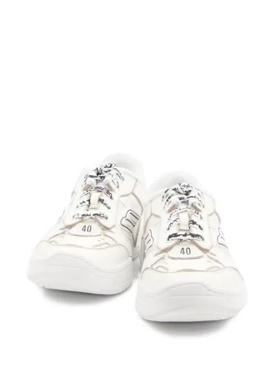 Balenciaga Women Hamptons Worn-out Leather Low-top Sneakers In Neutral