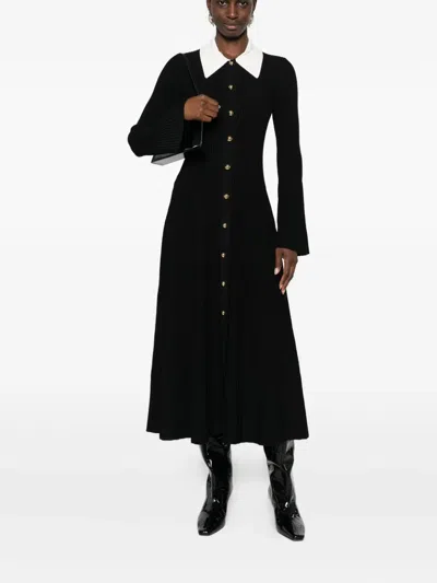 Simkhai Philippa Ribbed-knit Midi Dress In Black