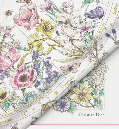 Dior Astral Flowers 90 Square Scarf In White
