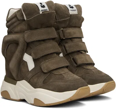 Isabel Marant High-top Suede Sneakers Contrast Sole In Brown
