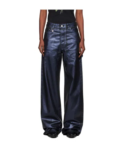 Amiri Navy Coated Denim Carpenter Jeans In Blue