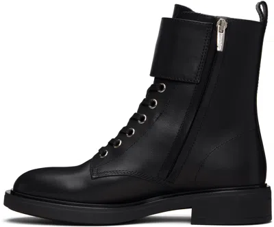 Gianvito Rossi Leather Buckle Cuff Combat Booties In Black