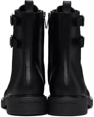 Gianvito Rossi Leather Buckle Cuff Combat Booties In Black