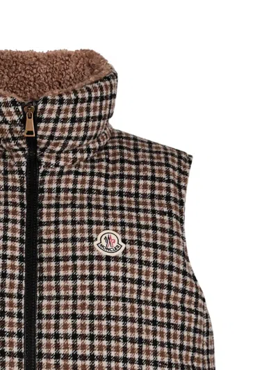 Moncler Touvet Check Down Puffer Vest In Brown