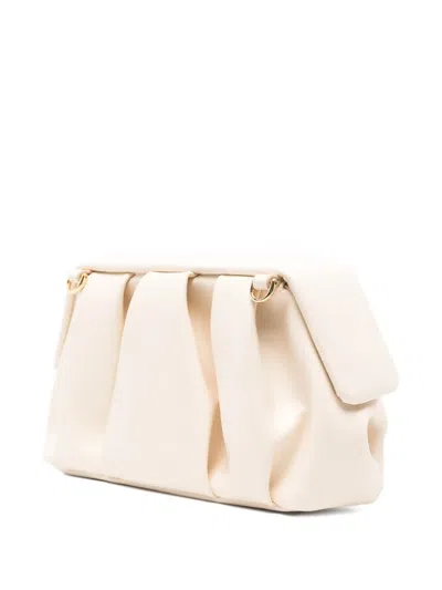 Themoirè Pleated Rectangular Clutch Top Handle In Neutral