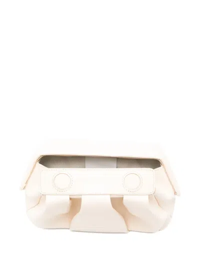 Themoirè Pleated Rectangular Clutch Top Handle In Neutral