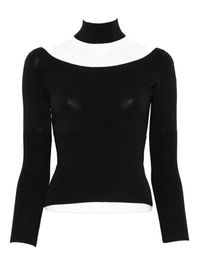 Simkhai Lila Ribbed-knit Off-shoulder Sweater In Black