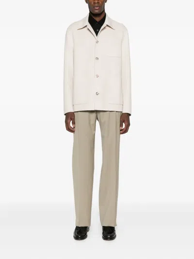 Manuel Ritz Wool Blend Straight-leg Trousers In Neutral