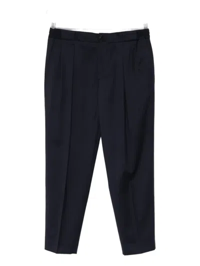 Manuel Ritz Wool Blend Straight-leg Trousers In Blue