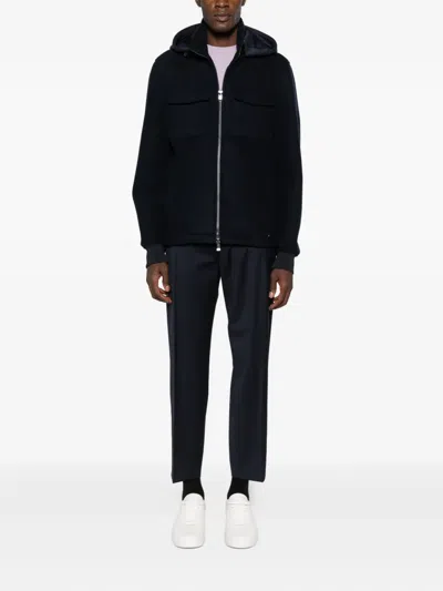 Manuel Ritz Wool Blend Straight-leg Trousers In Blue