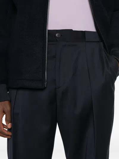 Manuel Ritz Wool Blend Straight-leg Trousers In Blue