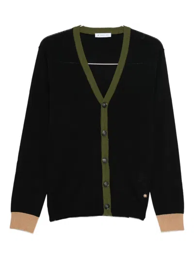 Manuel Ritz Contrast-trim Wool-blend Cardigan In Black