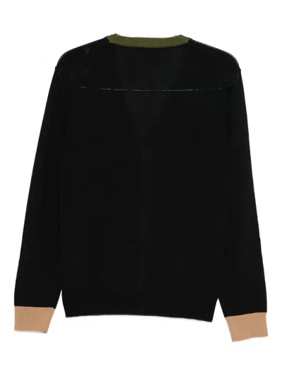 Manuel Ritz Contrast-trim Wool-blend Cardigan In Black