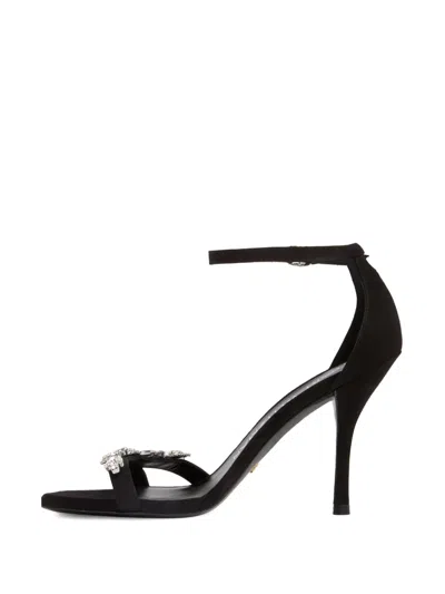 Stuart Weitzman 100mm Nudist Vow Crystal-embellished Sandals In Black