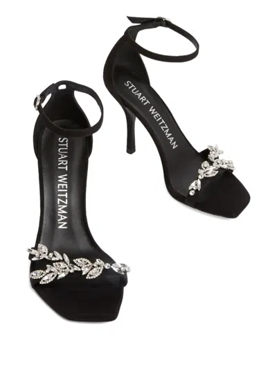 Stuart Weitzman 100mm Nudist Vow Crystal-embellished Sandals In Black