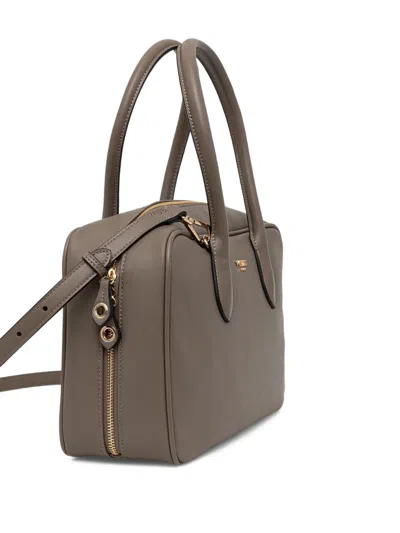 Twinset Sleek Silhouette Structured Bag With Sturdy Handles In Gray