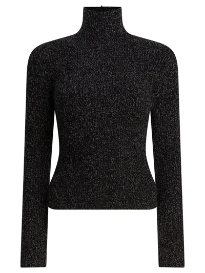 Max Mara Wool And Cashmere Mouliné Turtleneck In Black