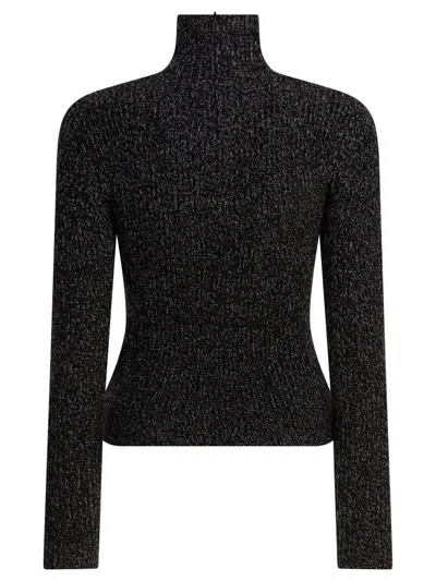 Max Mara Wool And Cashmere Mouliné Turtleneck In Black
