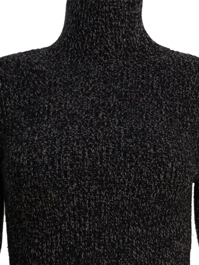 Max Mara Wool And Cashmere Mouliné Turtleneck In Black
