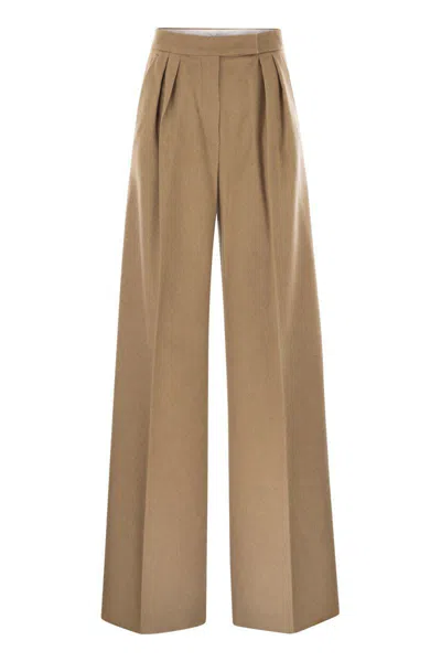 Max Mara Fagus Wool Blend Wide Leg Pants In Brown