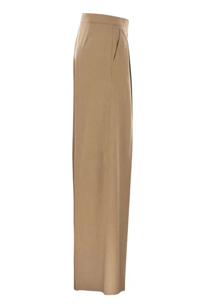 Max Mara Fagus Wool Blend Wide Leg Pants In Brown