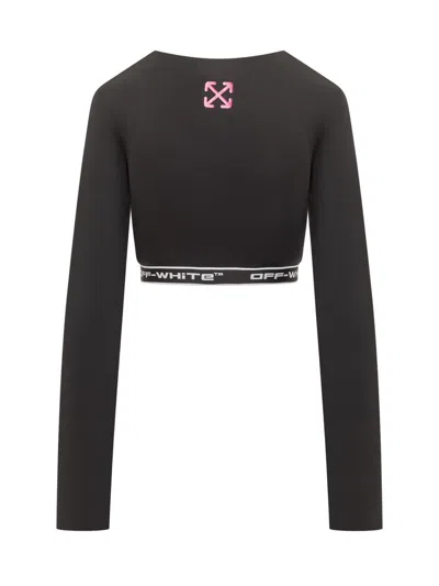 Off-white Logo-detail Long-sleeves Top In Black