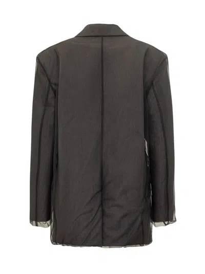 Msgm Single Breasted Jacket In Gray